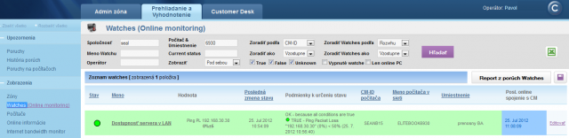 Online state of watch