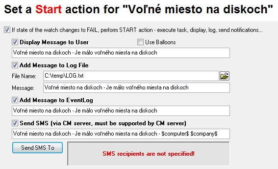 Notification options