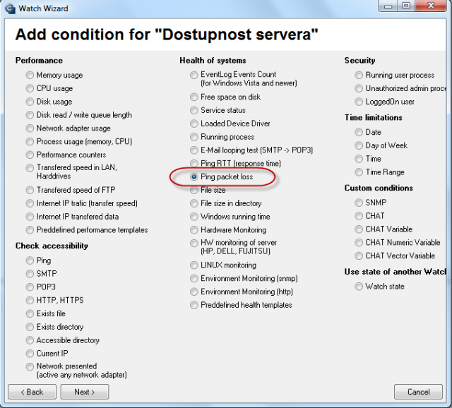 Select Ping Packet loss