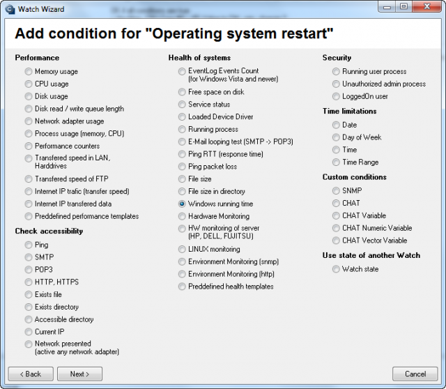 Image: Selection of condition for the Watch