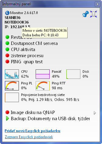 Each information has a hint, e.g. computer uptime is a hint to the PC's network menu
