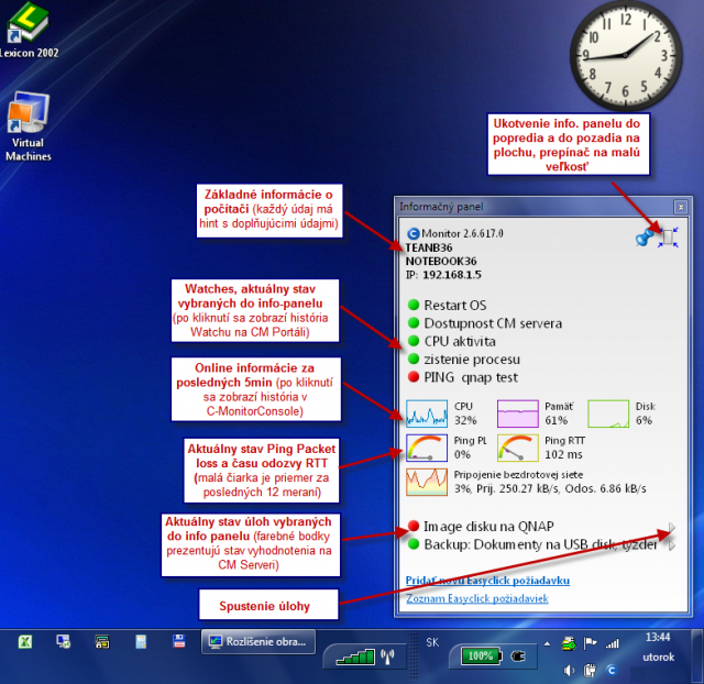 Information panel with explained items