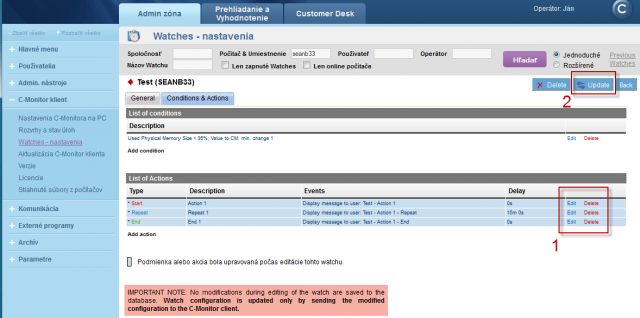 Image: CM Portal - Add Watches Action Step 3