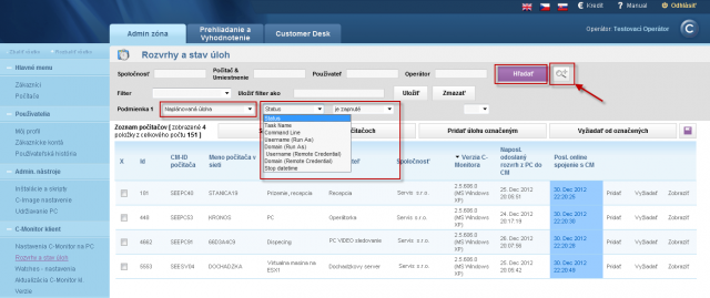 Use of the extended filter to search for tasks for collective editation