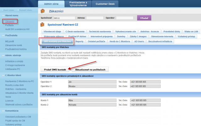 Image: Management of SMS contacts
