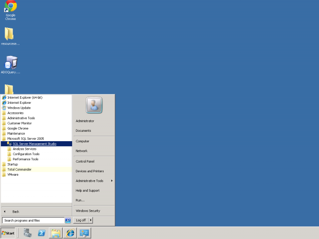 Opening the SQL management console