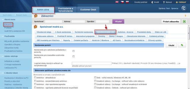 Option to block evaluation of zones for an entire customer