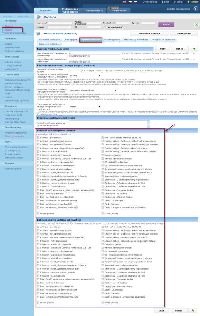 Option to block evaluation of zones for a concrete computer