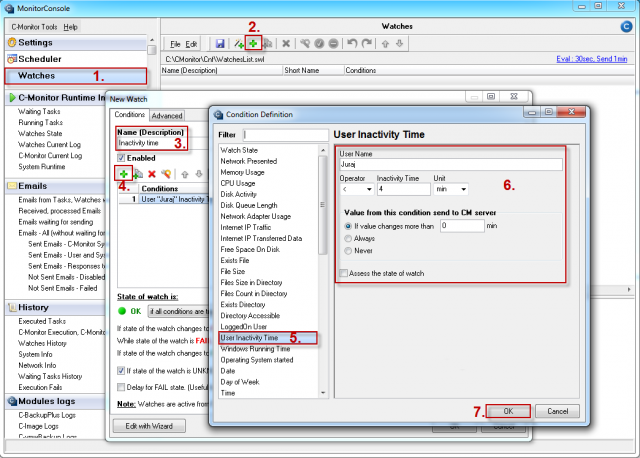 Addition of the User Inactivity Time condition