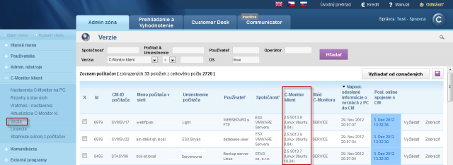Verification of the current version of C-Monitor client