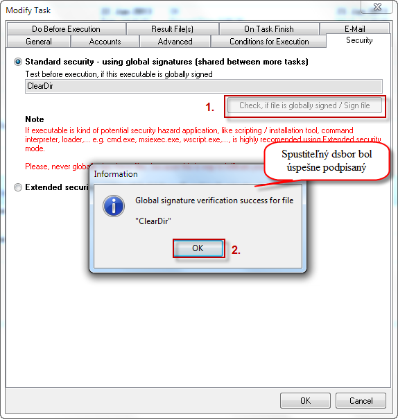 Executable file was signed successfully