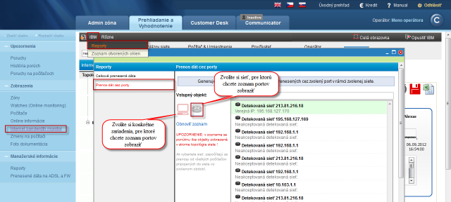 Entry to reports with the option to generate a report for a specific network or device