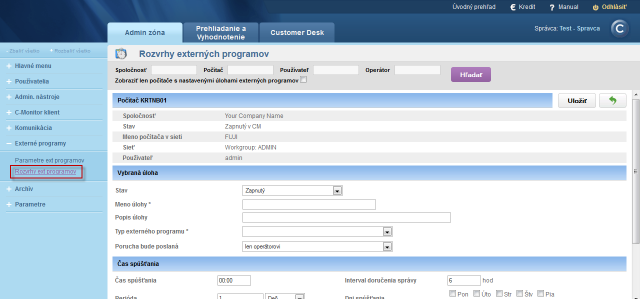 Schedule of external program