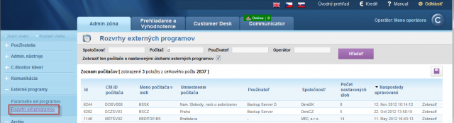 Saved schedules for evaluation of parameters of external programs
