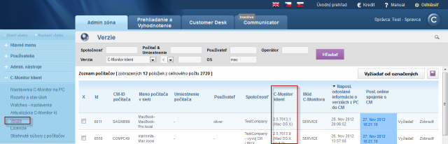 Verification of current version of C-Monitor client