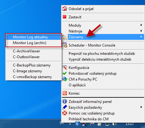 View of the records through C-Monitor client