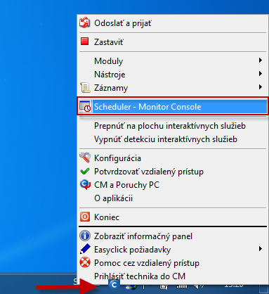 Entry to Scheduler - Monitor Console
