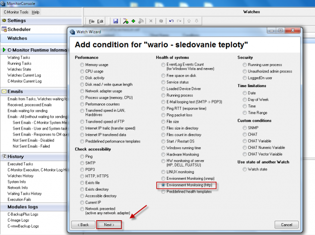 Watch condition Enviroment Monitoring (http).