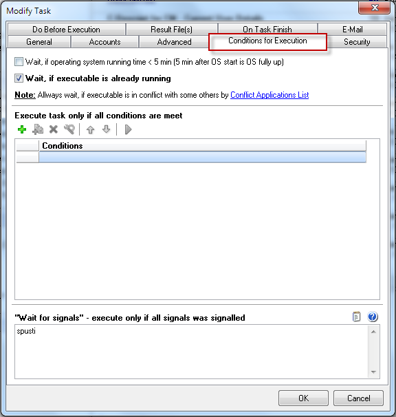 Tab Conditions for Execution Tab Conditions for Execution
